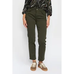 2-Biz Berit bukser i armygrn med regular ben – frontvisning