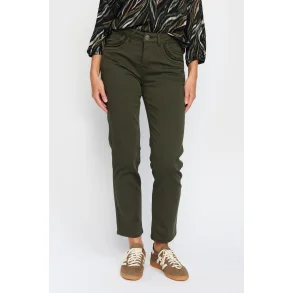 2-Biz Berit bukser i armygrn med regular ben – frontvisning