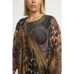 Nrbillede af 2-Biz Dieppe kjolens print i brun og lilla nuancer