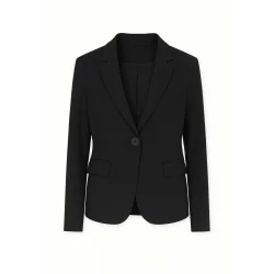 2-Biz Illie sort blazer med reverskrave og n knap – frontvisning