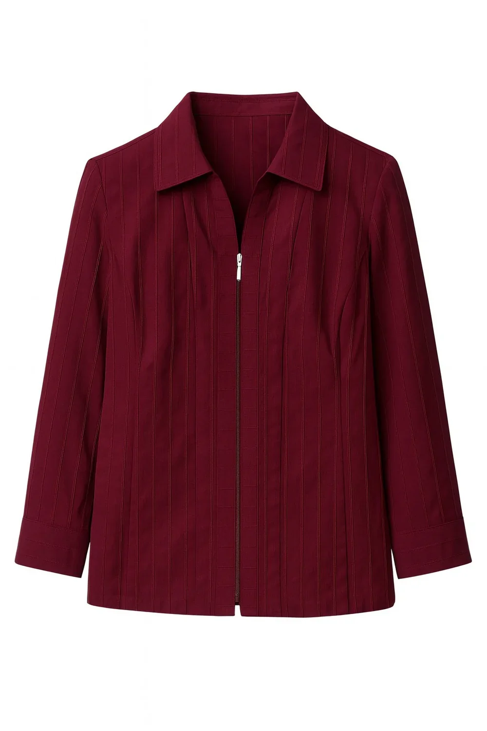 2-Biz Kings skjorte i bordeaux med lynls og 3/4-rmer