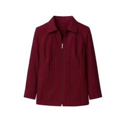 2-Biz Kings skjorte i bordeaux med lynls og 3/4-rmer