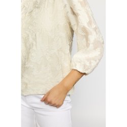 N�rbillede af det fine strukturerede m�nster i det r�hvide stof