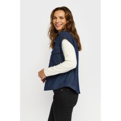 Sidebillede af 2-Biz Eden vesten i m�rk denim med reverskrave