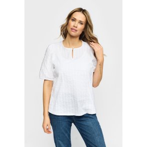 Hvid 2-Biz skjorte med rund hals og knap vist forfra p� model