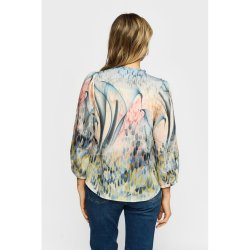Bagfra visning af Johanna blusen med det flotte bl� print