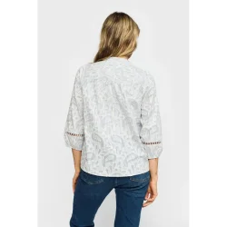 Bagsiden af den m�nstrede Liza skjorte med bl� striber p� model