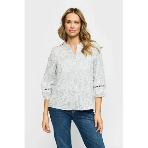 Bl�m�nstret 2-Biz Liza skjorte med paisley print vist forfra p� model