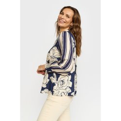 Sidebillede af bl� Mava bluse fra 2-Biz med l�se �rmer