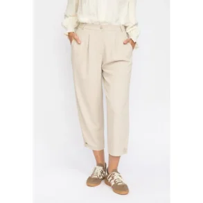 Sandfarvede 2-Biz Olea bukser med ballon-fit og justerbar knapdetalje ved benet