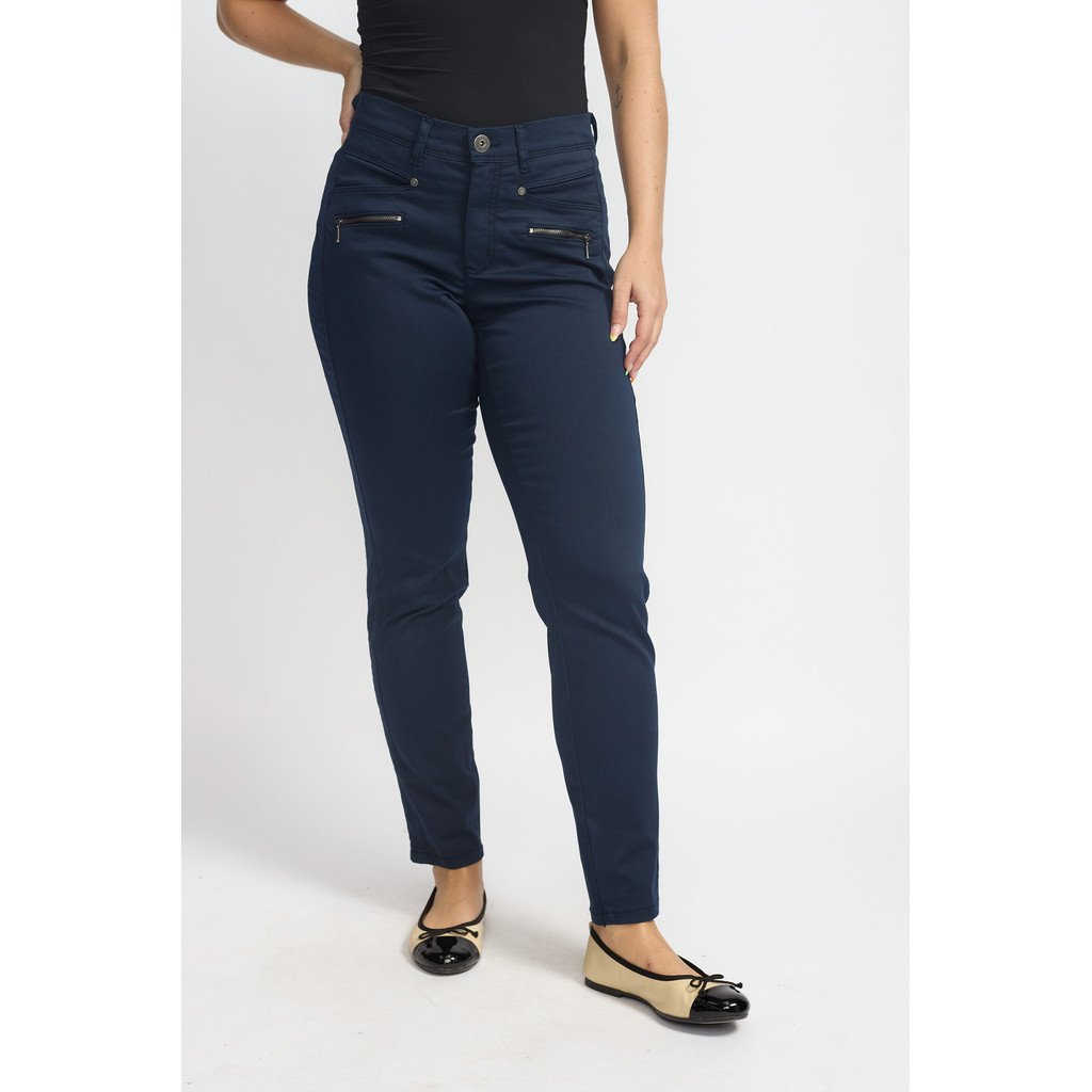 Klassiske navy bl� 2-Biz Rany bukser med lynl�slommer og smalle ben
