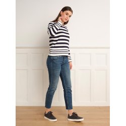 Skovhuus - Strikbluse, NAVY STRIBET