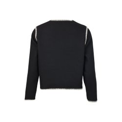 Detalje af cremefarvede lommer og knapper p sort Sunday cardigan