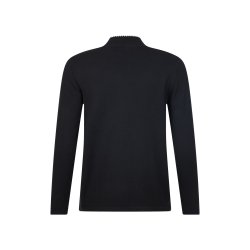 Detalje af hj hals og knude p sort Sunday strikbluse til kvinder