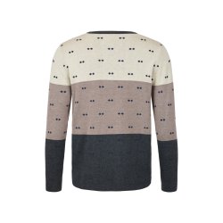 Detalje af elegant mnster p Sunday strikbluse i creme, sand og gr