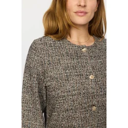 Sort og brun boucle jakke fra 2-Biz med guldknapper 