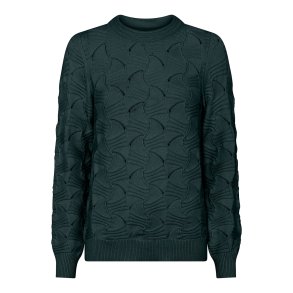 Mrkegrn Micha striktrje med rund hals, lange rmer og ribkanter, bld og varm sweater til kvinder