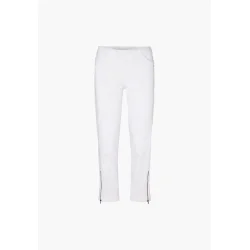 Laurie Piper bukser i hvid, 7/8 lngde med elastik og lynlse ved buksebenene