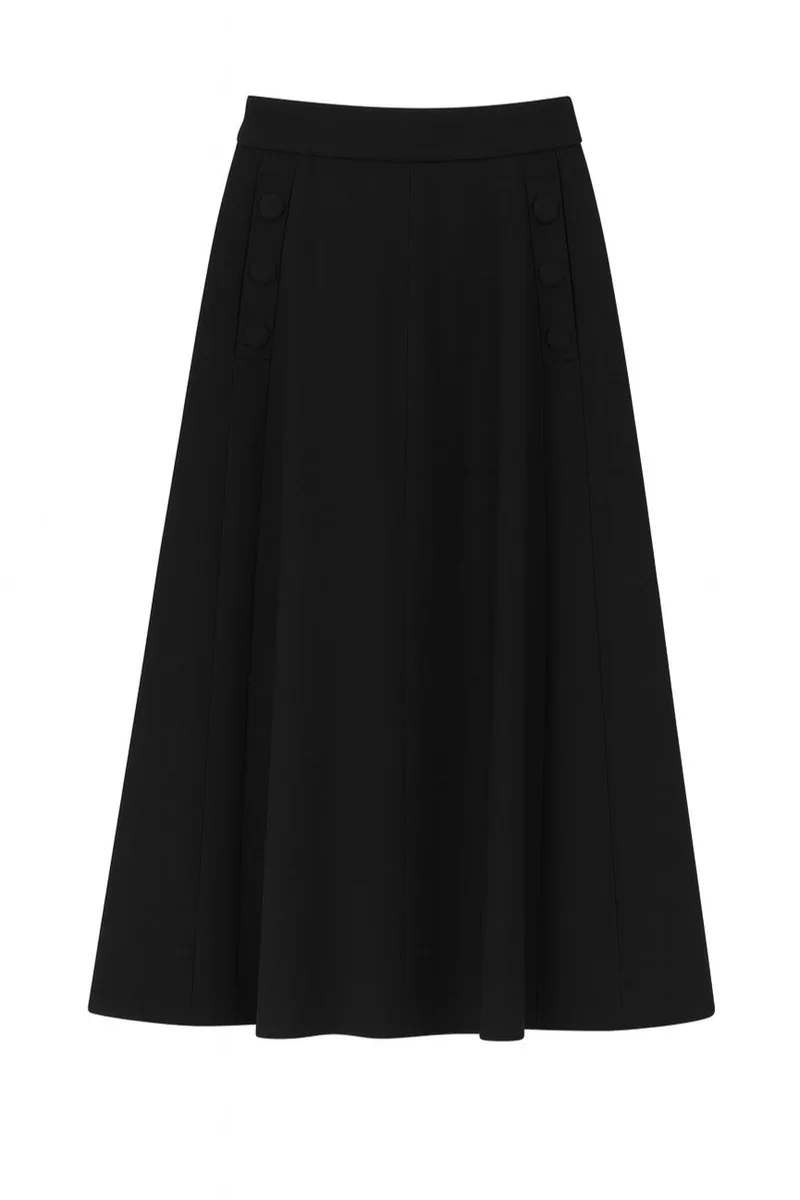 2-Biz Oline nederdel i sort med lommer og pynteknapper