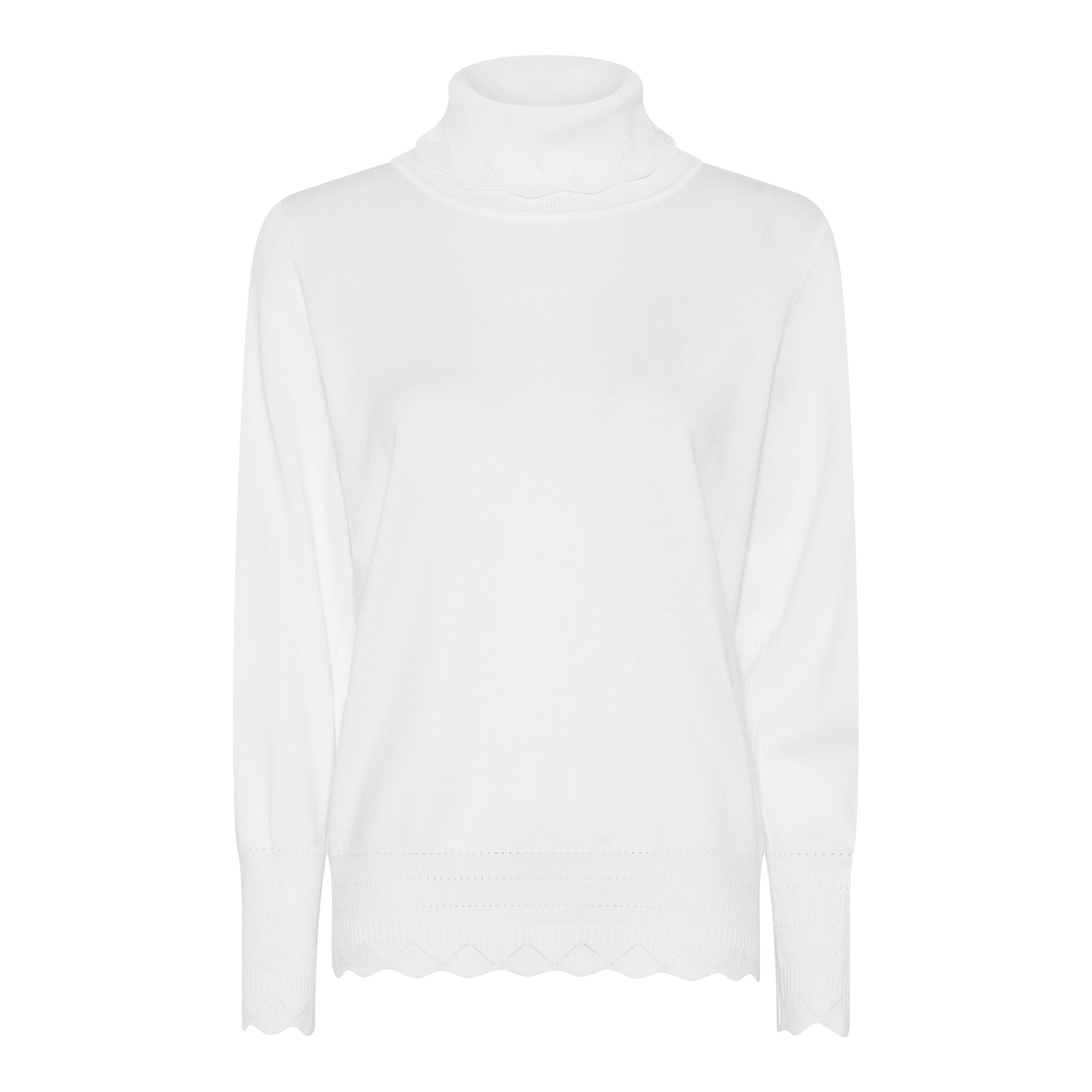 Off white strikbluse fra Micha – let og komfortabel strik til kvinder 40+ i dansk design.