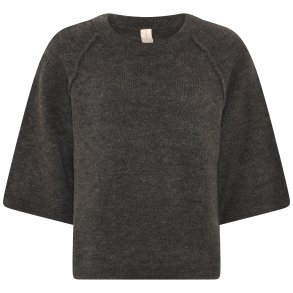 Let oversized gr strikbluse fra Skovhuus vist fladt forfra