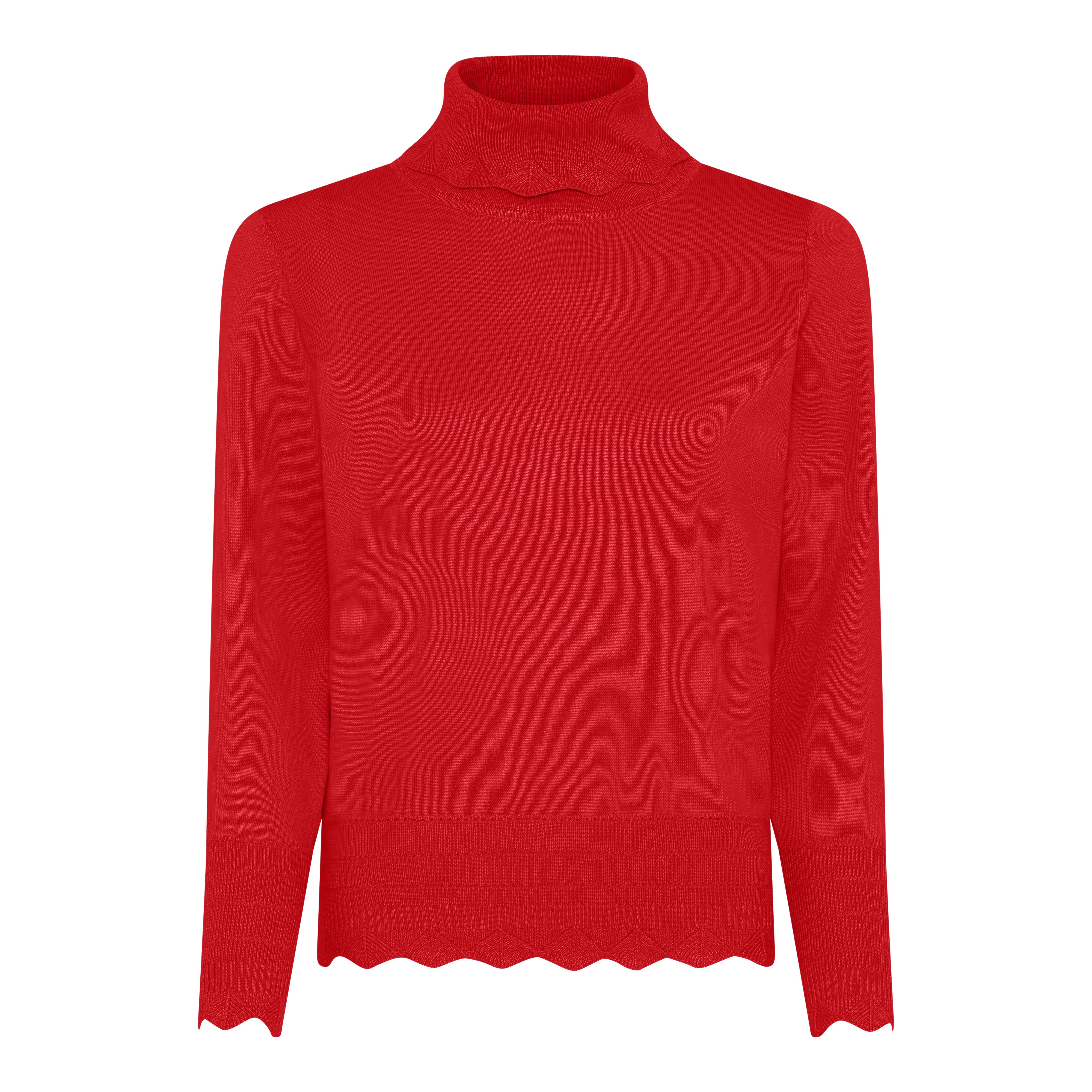 Rd strikbluse fra Micha – let og komfortabel strik til kvinder 40+ i dansk design.