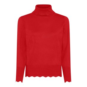 Rd strikbluse fra Micha – let og komfortabel strik til kvinder 40+ i dansk design.