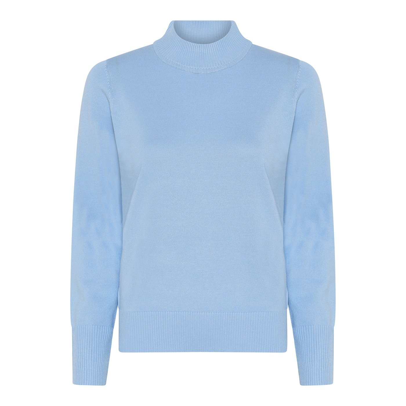 Micha strikbluse i lysebl med turtleneck, rund udskring og lange rmer – bld og let basisbluse til kvinder