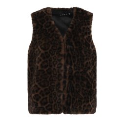 Fake fur vest fra Micha i leopard mnster med hgte-lukning