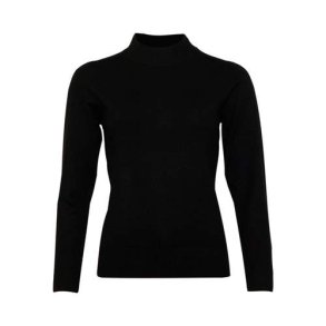 Enkel Micha strikbluse i ensfarvet design med semihj turtleneck og lange rmer – perfekt som basisbluse til kvinder
