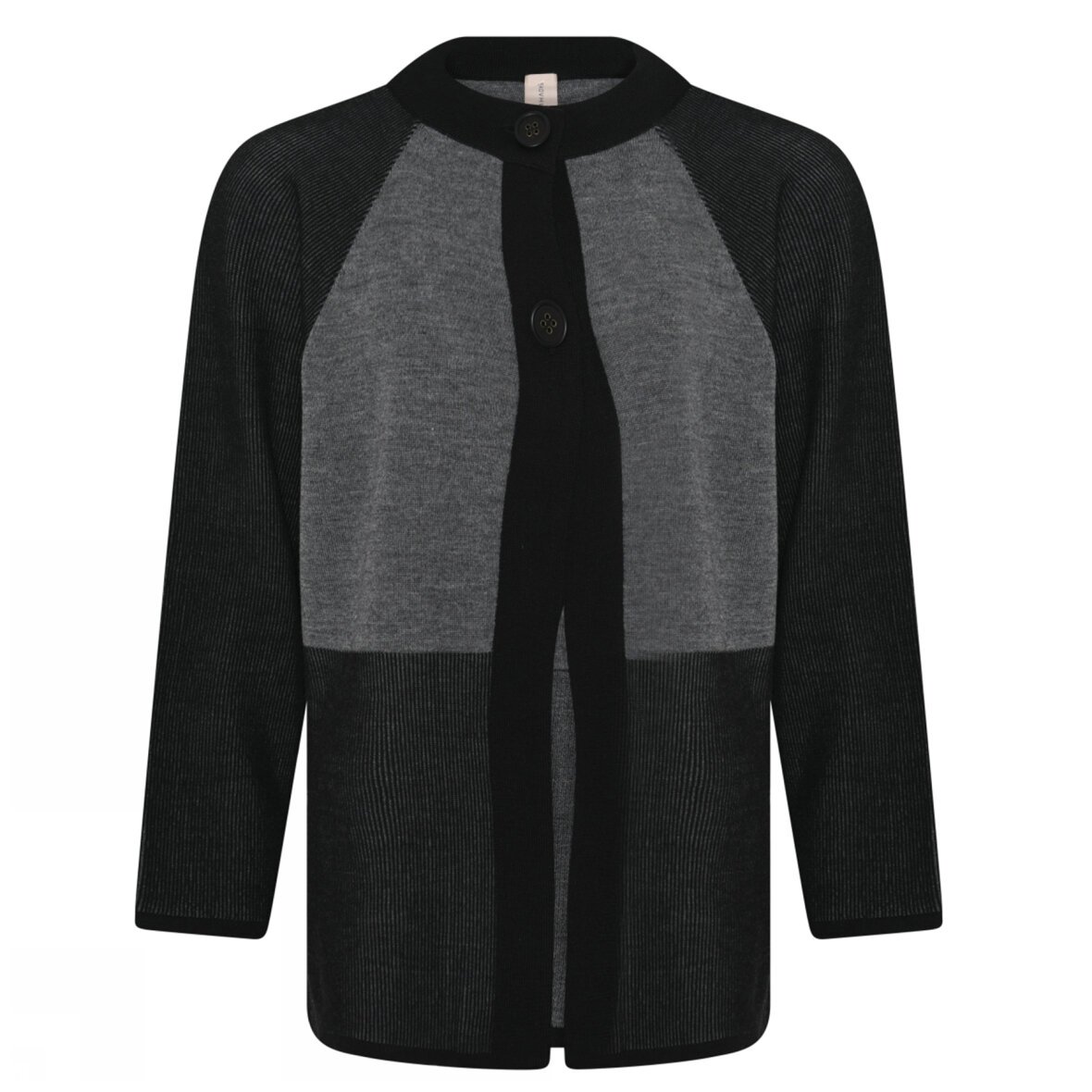 Skovhuus - Cardigan med uld, BLACK/GREY 
