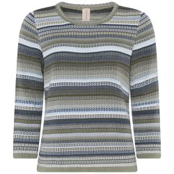 Skovhuus - Strikbluse, LYSEGRN OG LYSEBL