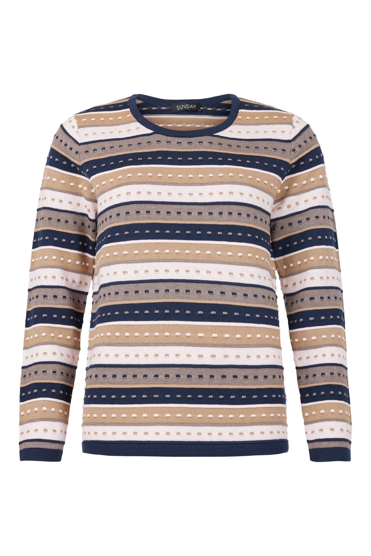Strikbluse-fra-Sunday-i-rosa-og-navy