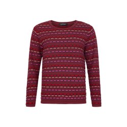 Sunday strikbluse med rund hals og lange rmer i smuk bordeux