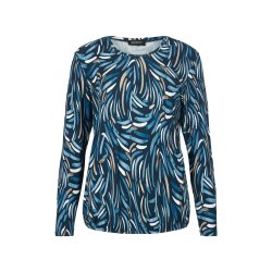 Sunday bluse til voksne kvinder i sort, beige, hvid, marine og lysbl print – set forfra