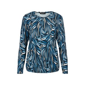 Sunday bluse til voksne kvinder i sort, beige, hvid, marine og lysbl print – set forfra