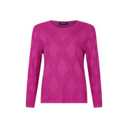 Sunday strikbluse til kvinder i hindbrrd med rund hals og lange rmer