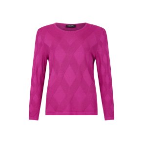 Sunday strikbluse til kvinder i hindbrrd med rund hals og lange rmer