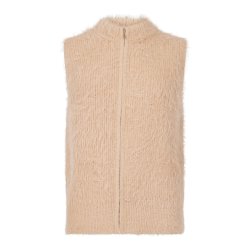 Sunday strikvest i teddy-look med hj hals og lynls – set forfra
