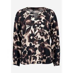 Brun blomstret slip-on bluse fra Betty Barclay fotograferet forfra p� hvid baggrund.