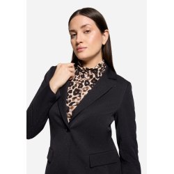 N�rbillede af de sm� sorte sten og materialets tekstur p� Betty Barclay blazeren