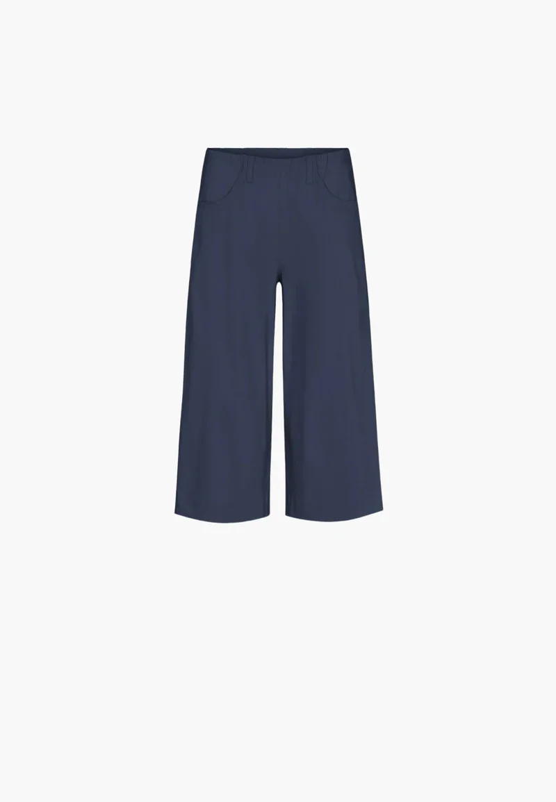 Navy bl� LAURIE Donna Capri 3/4 bukser med brede ben vist forfra