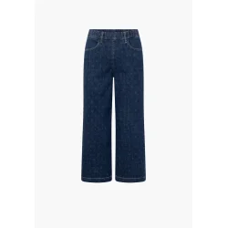 Lysebl� m�nstrede Donna Loose denim bukser med korte ben