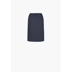 Bagsiden af navy m�rkebl� Jasmin nederdel med b�ltestropper