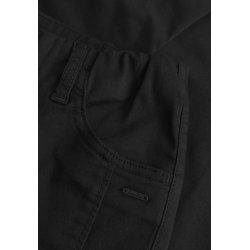 Sorte Piper bukser fra Laurie set forfra med korte ben. Detaljer af elastik i taljen og sidelommer