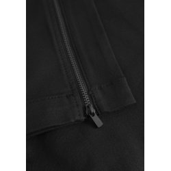 Sorte Piper bukser fra Laurie set forfra med korte ben. Detaljer af lynls i bunden 