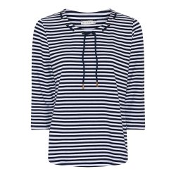 Produktbillede af stribet Micha bluse med 3/4 �rmer og rund hals