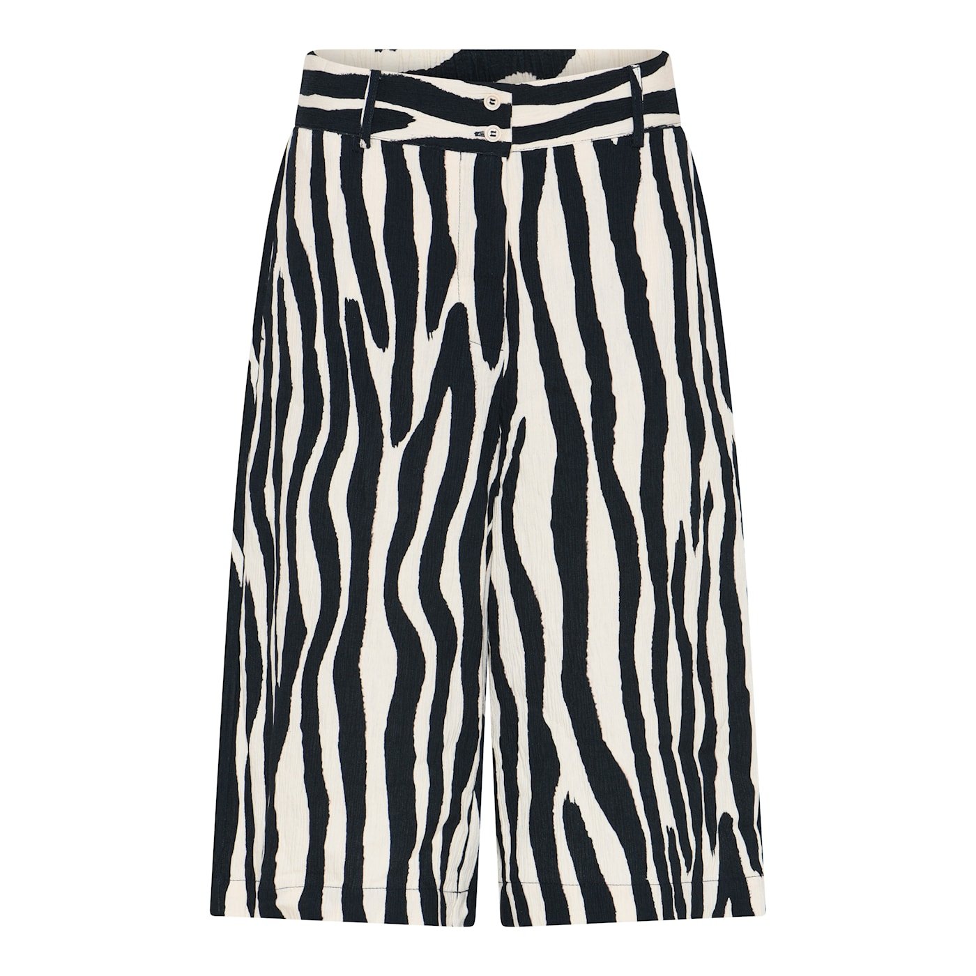 Smarte Micha shorts med grafisk urban print i sort og creme med brede ben