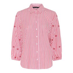 Produktbillede af stribet Micha skjortebluse med r�d og hvid m�nster