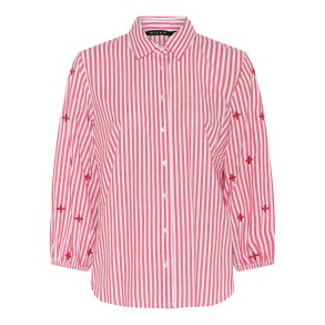 Produktbillede af stribet Micha skjortebluse med r�d og hvid m�nster